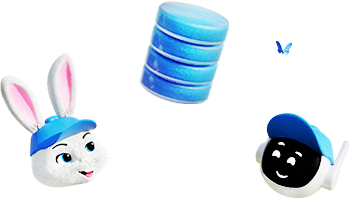 Rabbit and robot looking at database