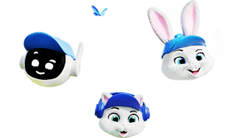 Rabbit and cat and robot